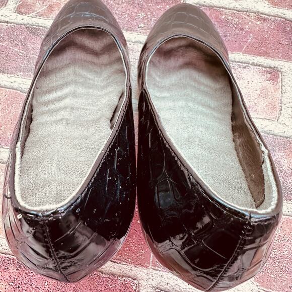 Women's Size 7 Black Faux Croc Skin 3.5" High Heel Slight Platform Classic Pumps - Picture 8 of 16